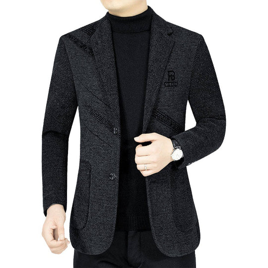 Herren Schmal geschnittenes City-Sakko aus Strickoptik mit Reverskragen und dezenter Logostickerei Shop Nory