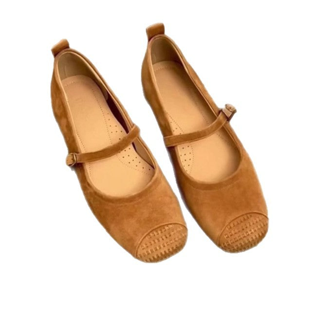 Damen bequeme Mary Jane Ballerinas mit ergonomischem Fußbett und dekorativen Schnallen Shopnory