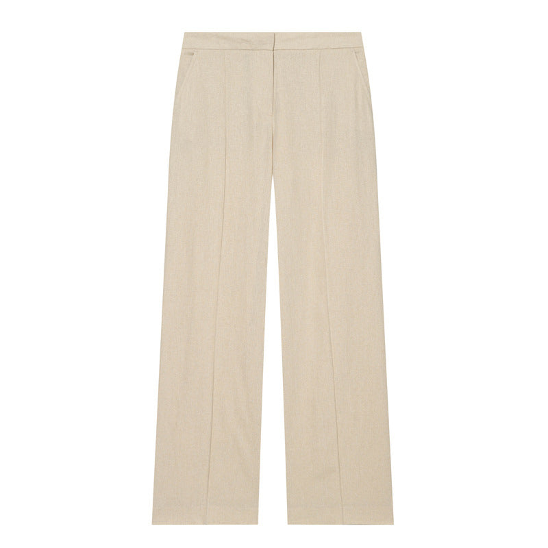Damen Leichte Leinenhose mit weitem Bein und Bügelfalte Shop Nory