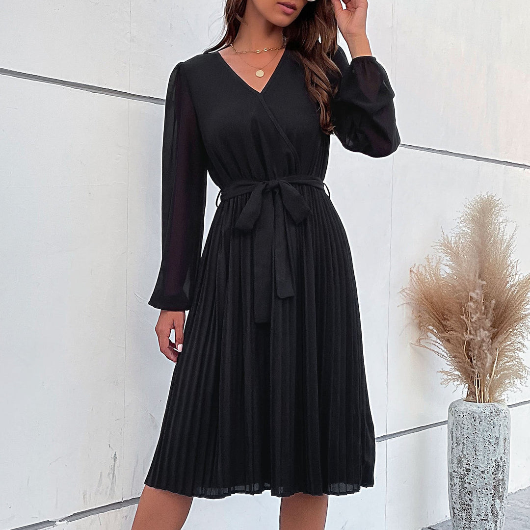 Damen Plissiertes Wickelkleid mit Gürtel