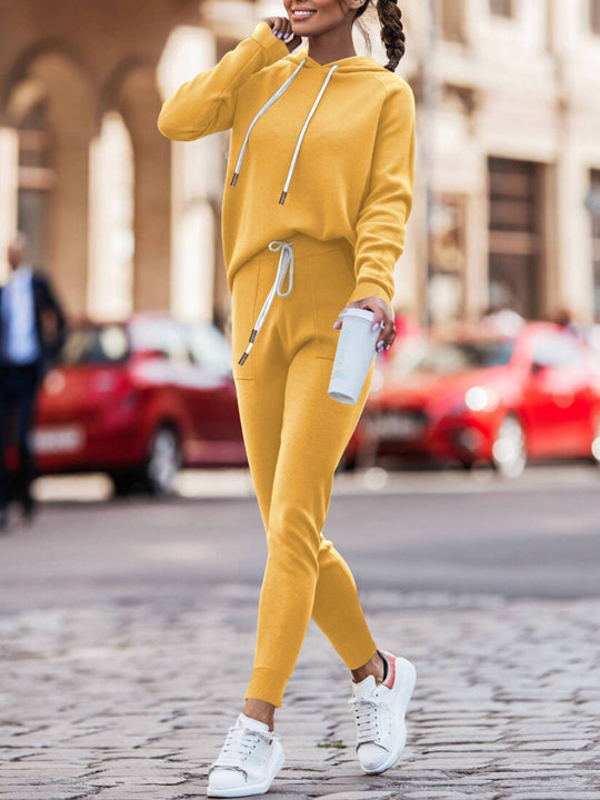 Damen Lässiges Kapuzenpulli- und schmalgeschnittenes Jogginghose-Set Shop Nory