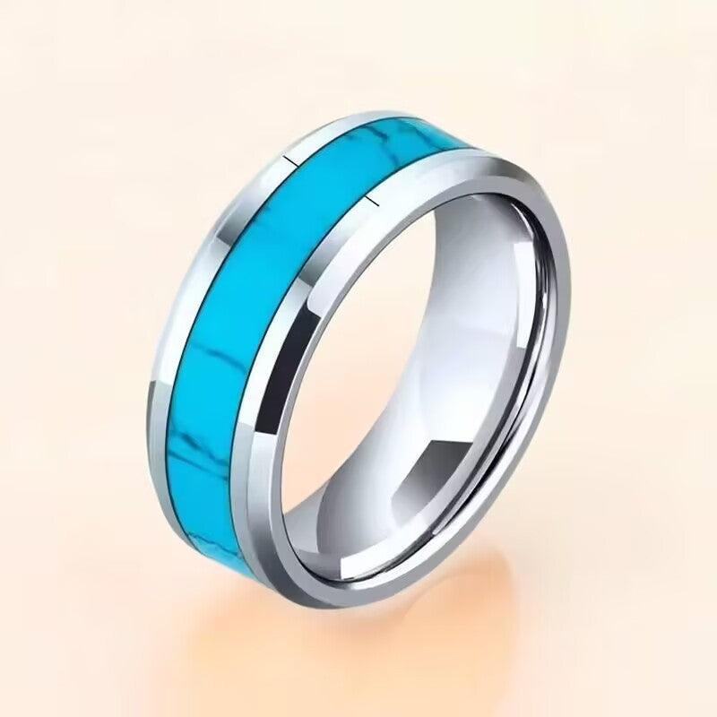 Herren Ring mit edler türkiser Stein - und Edelstahl-Akzent Shop Nory