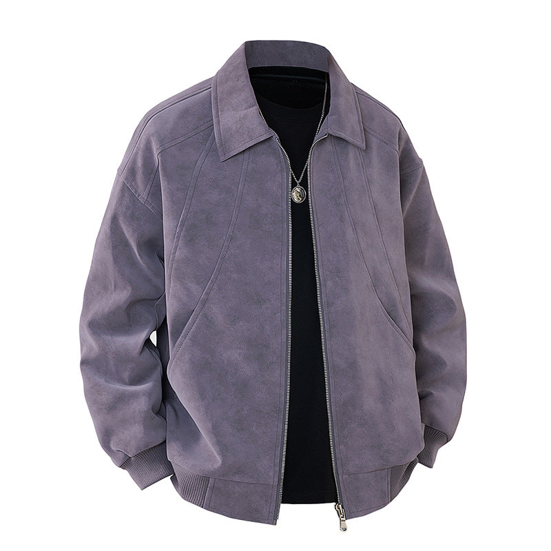 Herren elegante Wildlederjacke mit strukturiertem Schnitt