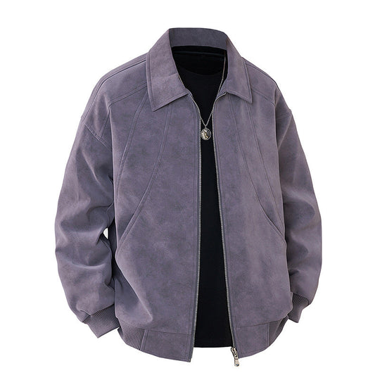 Herren elegante Wildlederjacke mit strukturiertem Schnitt