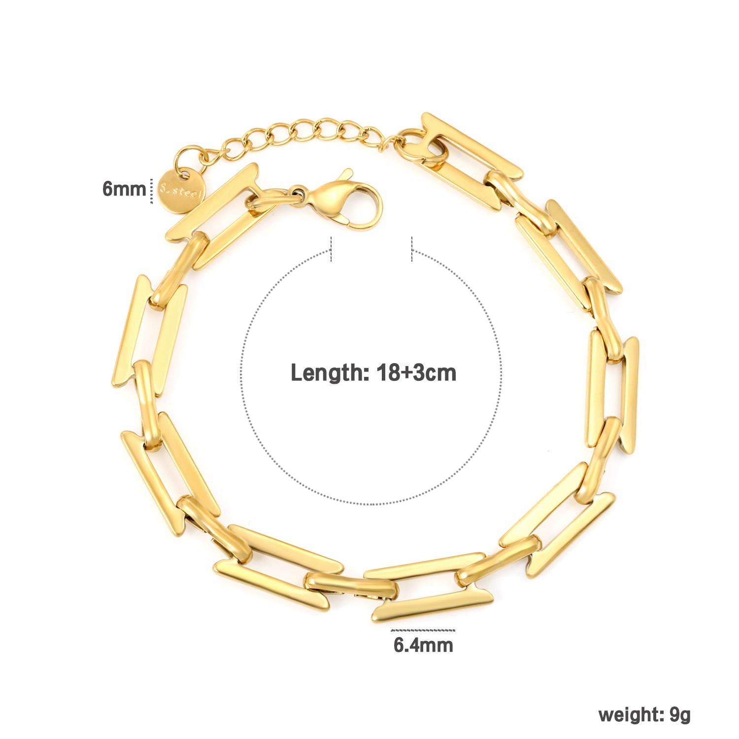 Damen modisches Gliederarmband aus goldplattiertem Edelstahl Shop Nory