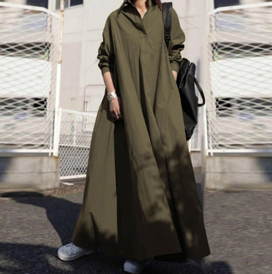 Damen Oversize-Hemdblusenkleid in A-Linie mit Hemdkragen Shop Nory