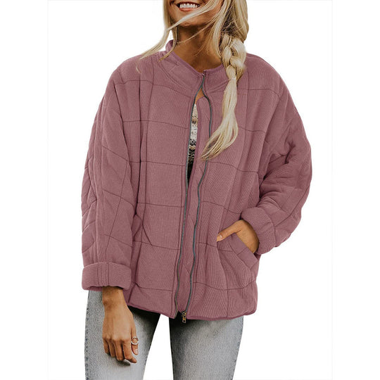 Damen Steppjacke im Oversized Schnitt mit Stehkragen und verdecktem Reißverschluss Shop Nory