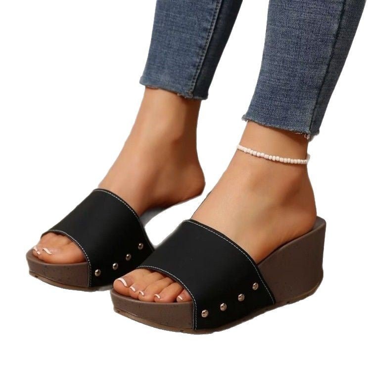 Damen Elegante und bequeme Keil-Pantoletten Shopnory