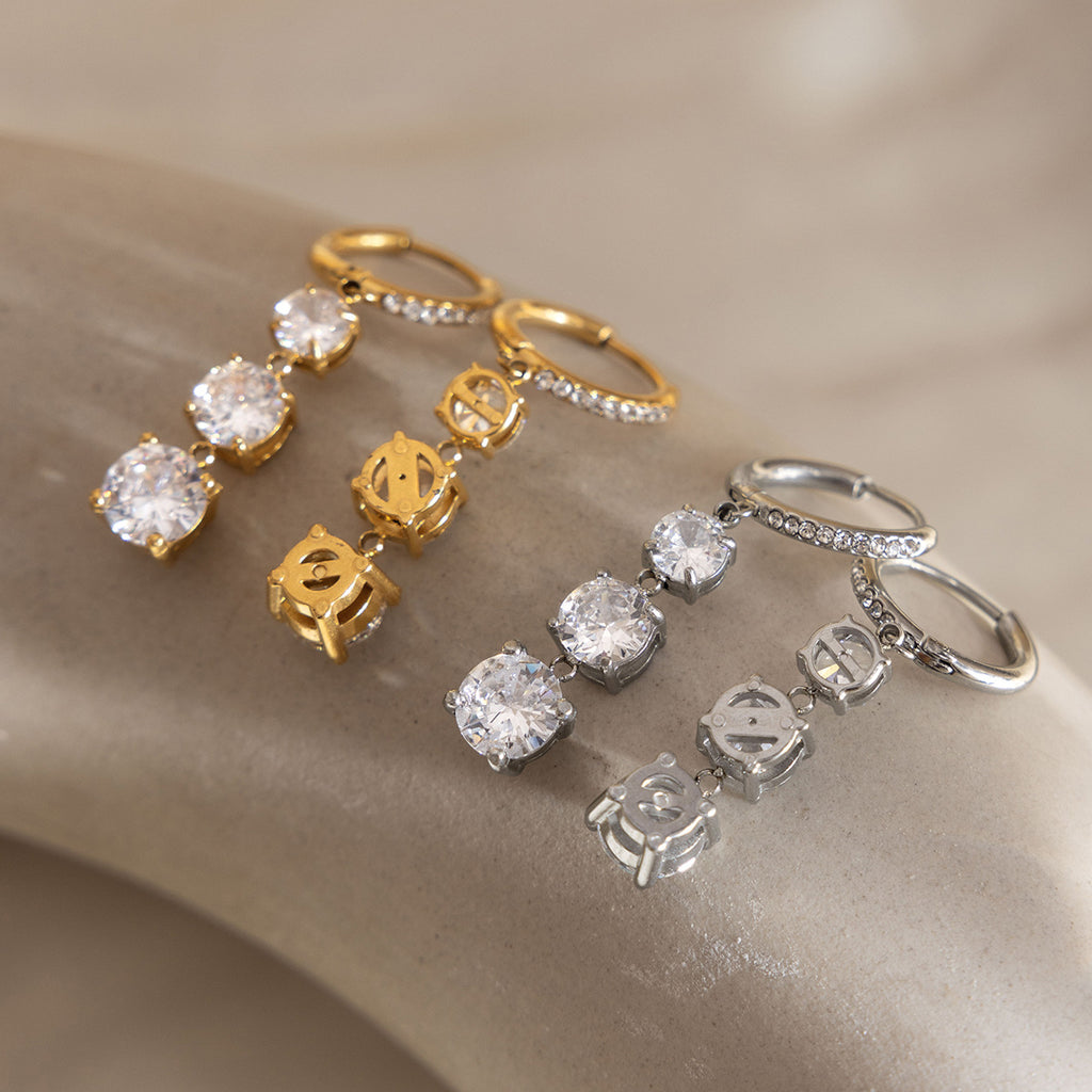 Damen Elegante Ohrringe mit Zirkonia-Anhängern und hypoallergenen Eigenschaften Shop Nory