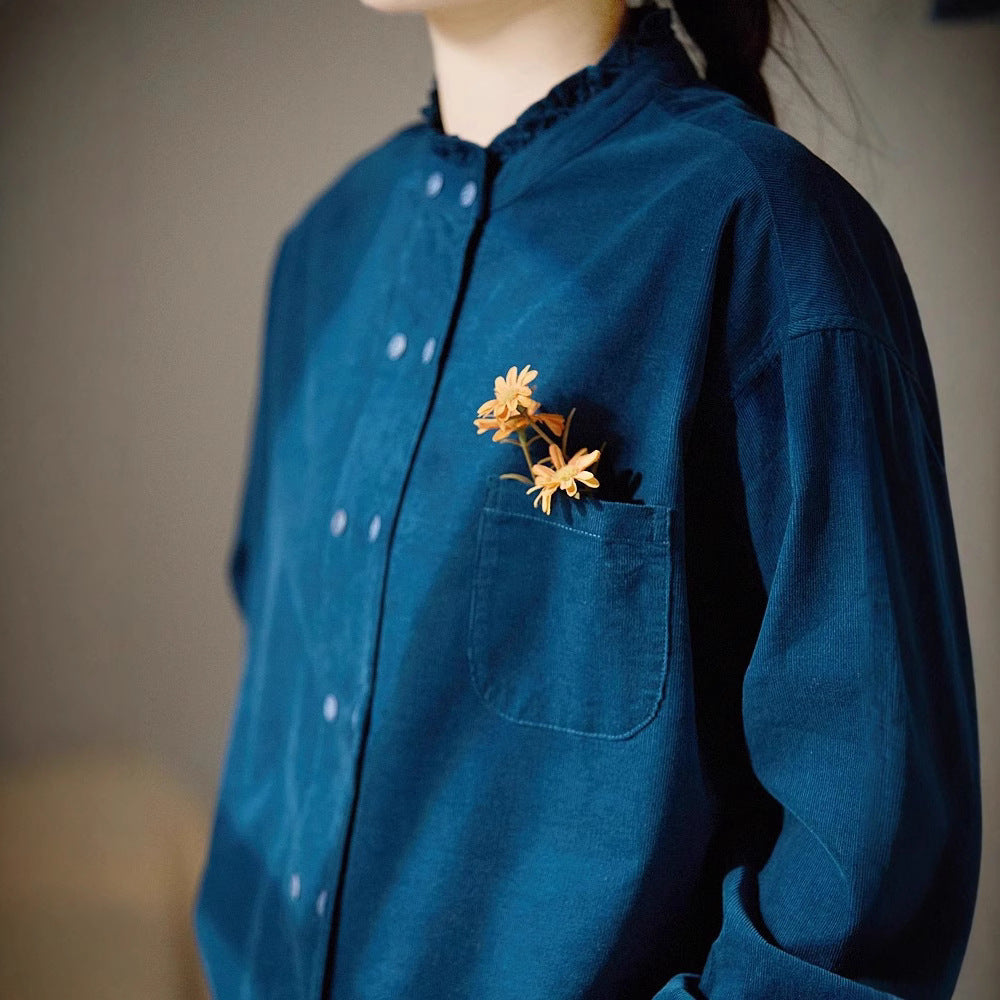 Damen Lässige Bluse mit Rüschensaum Shop Nory