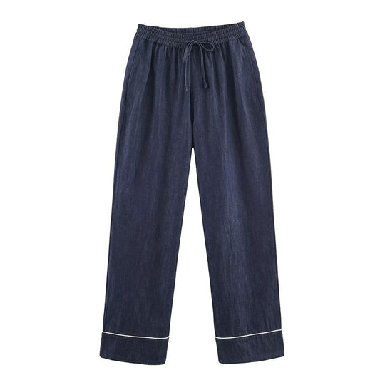 Damen Lockere weite Denim-Hose mit elastischem Bund und Kordelzug Shop Nory