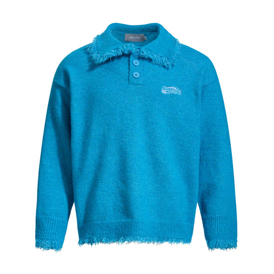 Unisex Grobgestrickter Polokragen-Pullover mit Fransenbesatz Shop Nory