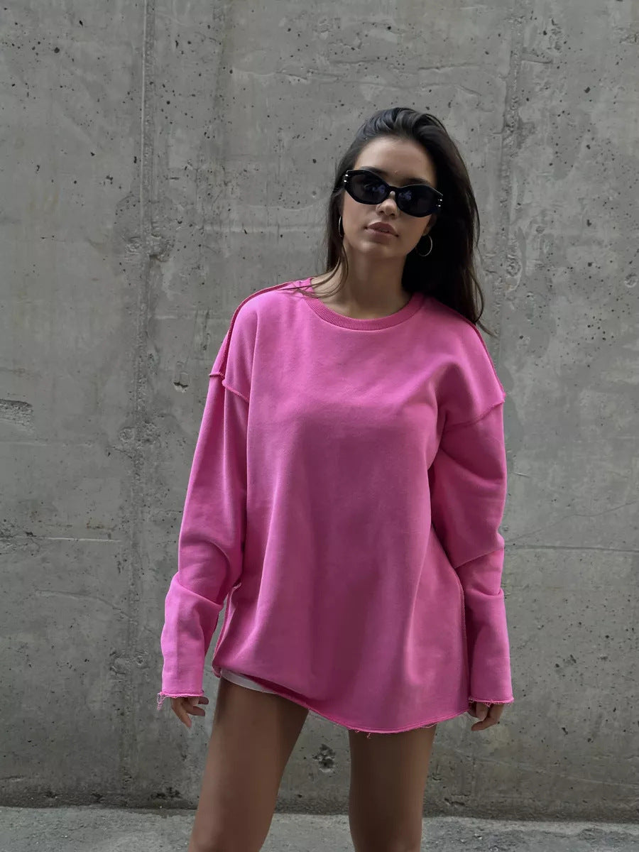 Damen Oversize-Sweatshirt mit rohem Saum und überschnittenen Schultern Shop Nory