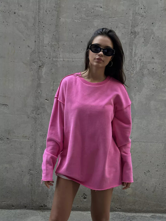 Damen Oversize-Sweatshirt mit rohem Saum und überschnittenen Schultern Shop Nory