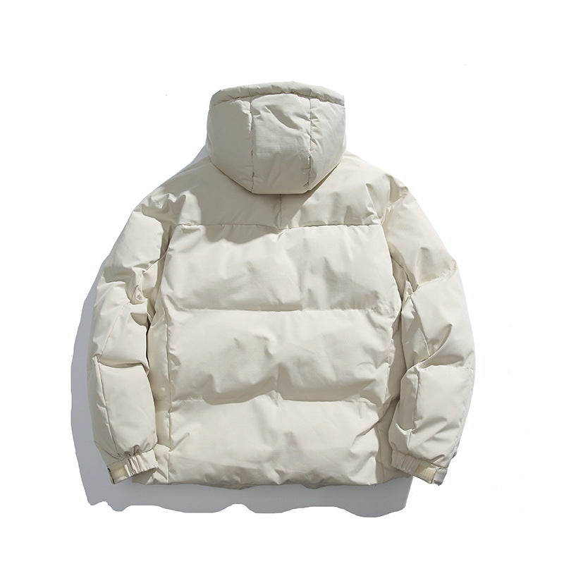 Unisex Boxy-wattierte Kapuzenjacke mit hohem Stehkragen und Tunnelzugsaum Shop Nory