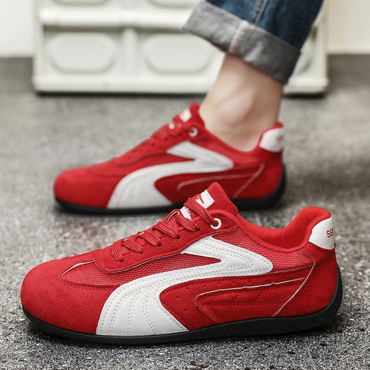 Damen retro-angehauchte Veloursleder-Sneaker mit atmungsaktivem Mesh-Einsatz und rutschfester Gummilaufsohle Shop Nory