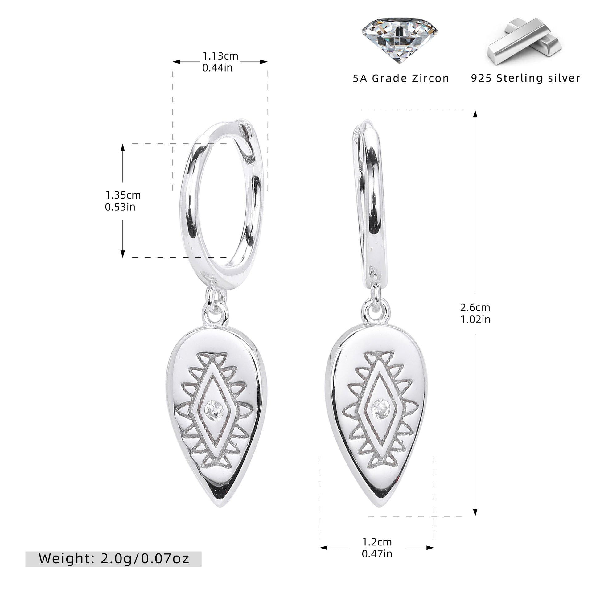 Damen Ohrhänger mit luxuriösem Tropfenmotiv aus 925 Sterling Silber Shop Nory