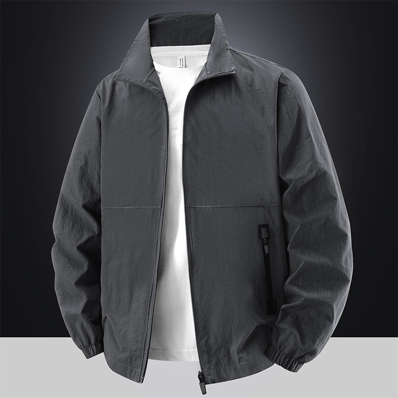 Herren Leichte Baumwoll-Mix-Übergangsjacke mit Stehkragen und verdecktem Reißverschluss Shop Nory