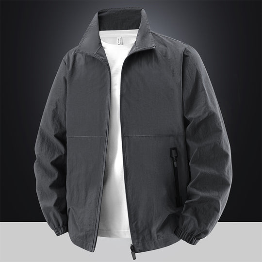Herren Leichte Baumwoll-Mix-Übergangsjacke mit Stehkragen und verdecktem Reißverschluss Shop Nory