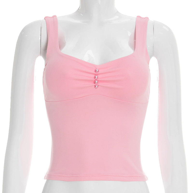 Damen modisches Bustier-Oberteil mit dekorativen Knopfdetails