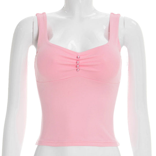 Damen modisches Bustier-Oberteil mit dekorativen Knopfdetails