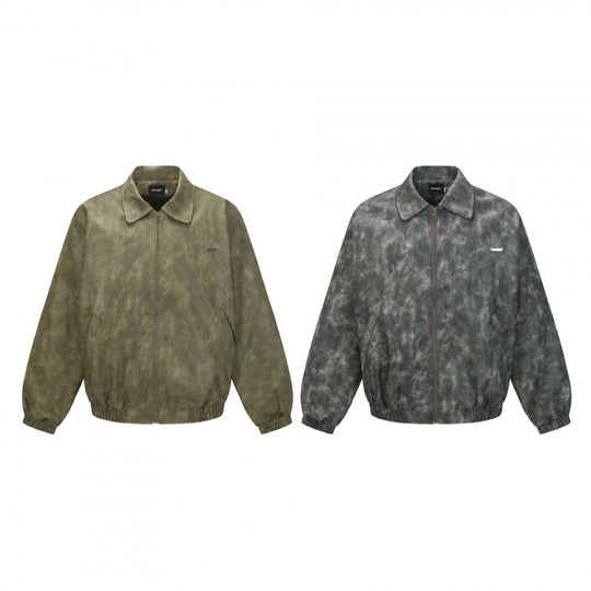 Herren Kurz geschnittene Veloursleder‑Optik Bomberjacke mit Reißverschluss und elastischem Saum Shop Nory