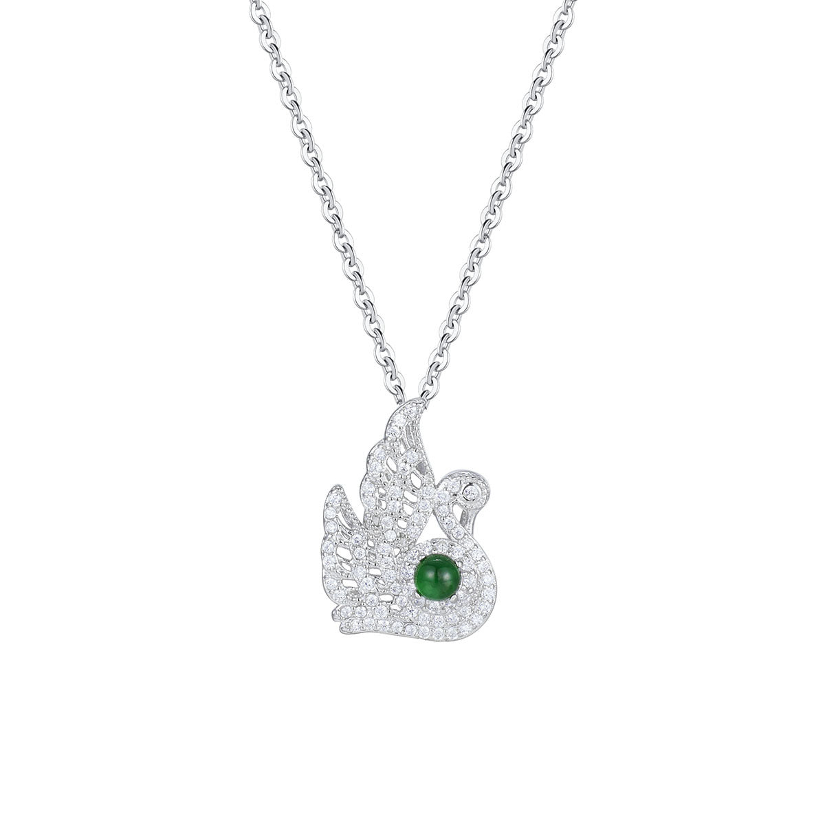 Damen Halskette mit filigranem Schwanenanhänger und funkelnden Zirkonia Shop Nory