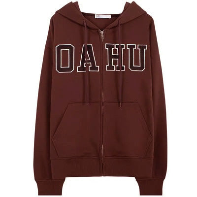 Damen nan extralanges College-Kapuzenzipper im Oversize-Schnitt mit Kängurutaschen Shop Nory