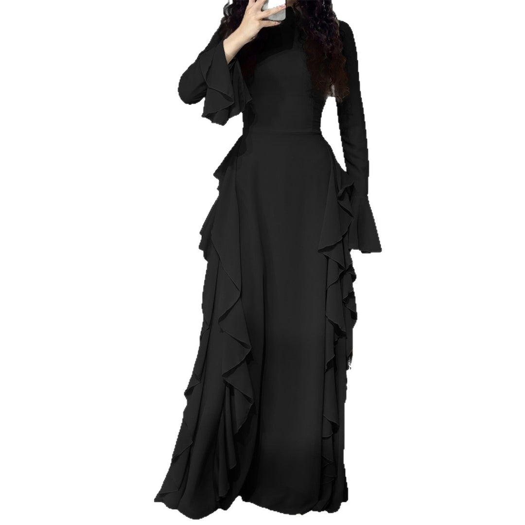 Damen nan Maxikleid mit Volantbesatz, taillierter Empire‑Silhouette und langen Glockenärmeln Shop Nory