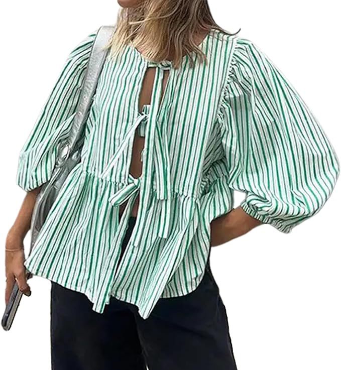 Damen Bluse mit voluminösen Ärmeln und modischem Leopardenmuster