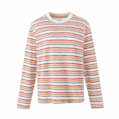 Damen Leichtes gestreiftes Langarm-Strickshirt mit Rundhalsausschnitt Shop Nory