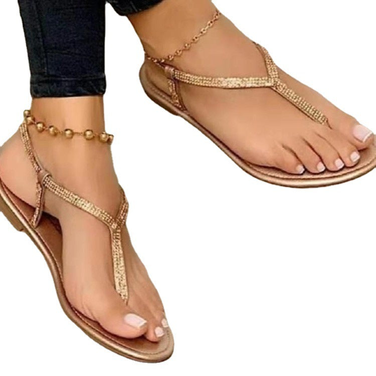 Damen Fußbett Sandalen im eleganten Design mit glitzerndem Zierakzent