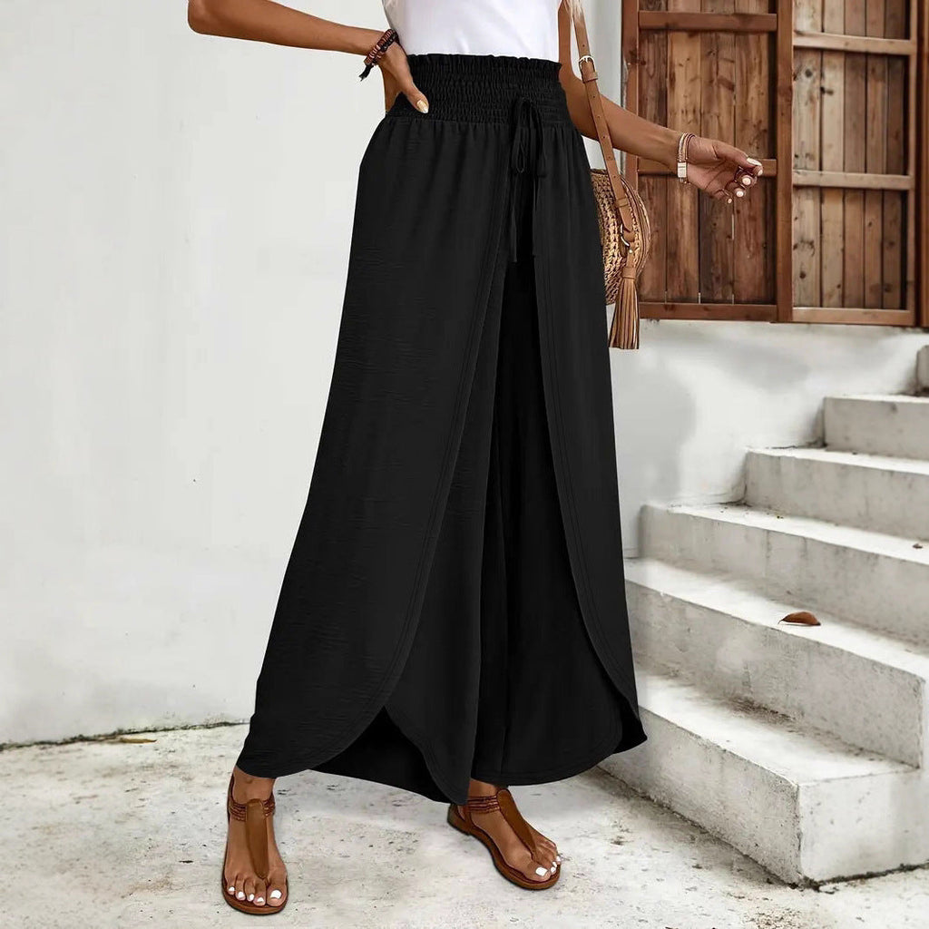 Damen Weit geschnittene Palazzo-Hose mit seitlichen Schlitzen Shopnory
