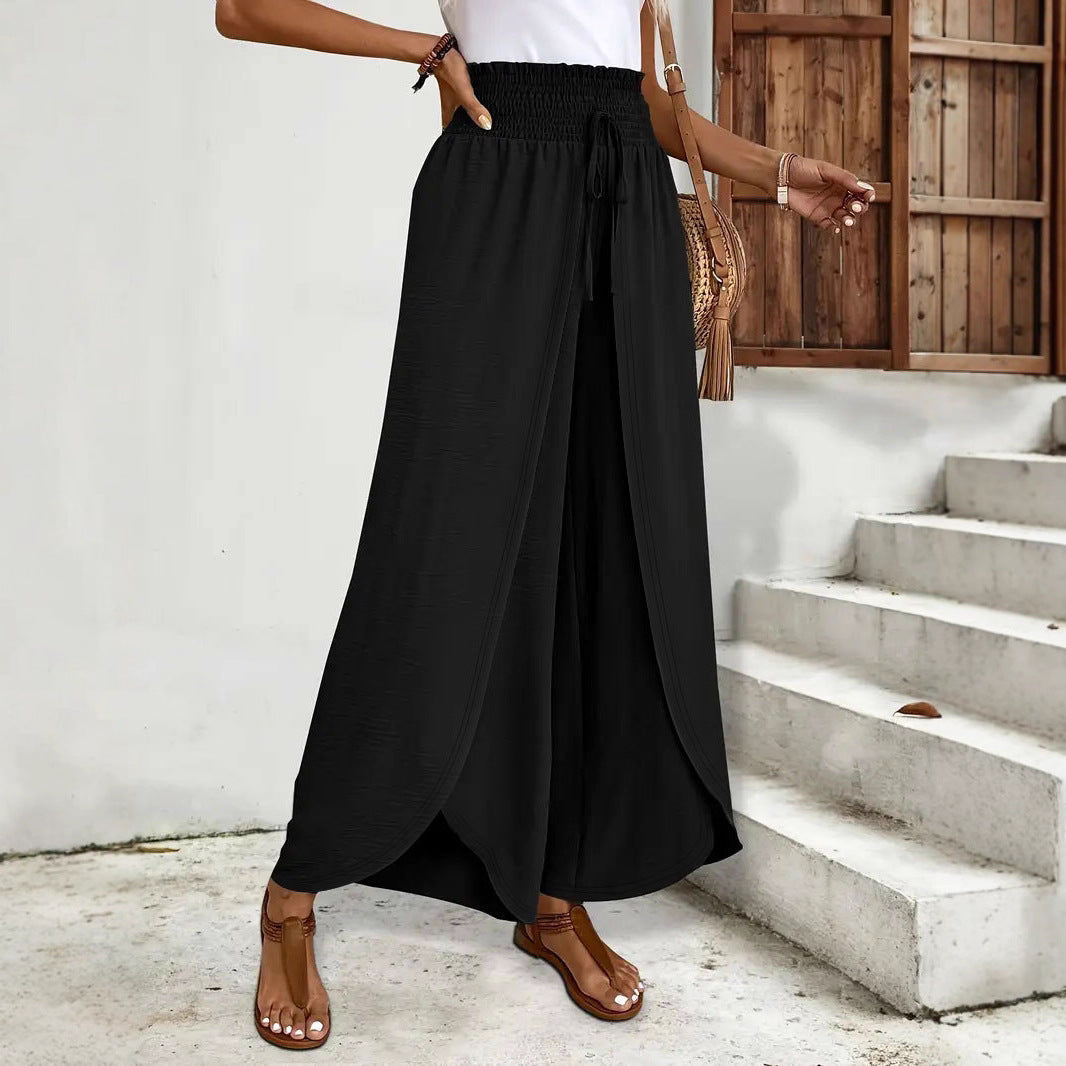 Damen Weit geschnittene Palazzo-Hose mit seitlichen Schlitzen Shopnory