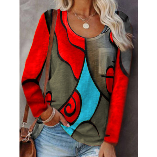Damen Langarmshirt mit abstraktem Farbstreifenprint und lockerem Schnitt Shop Nory