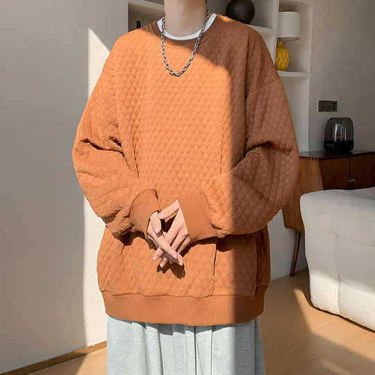 Herren Oversize-Quilt-Sweatshirt mit Rautenmuster und gerippten Bündchen Shop Nory