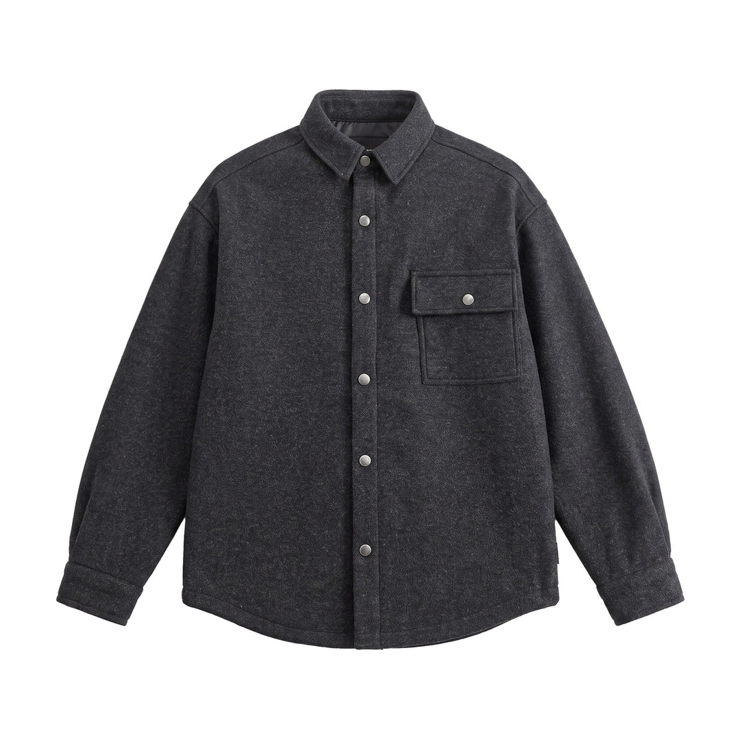 Herren Wollmix Overshirt im Hemdjackenstil mit Druckknopffront und Pattentasche Shop Nory