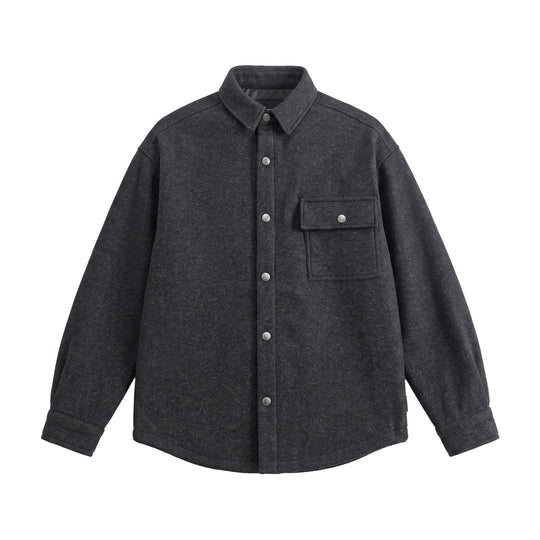Herren Wollmix Overshirt im Hemdjackenstil mit Druckknopffront und Pattentasche Shop Nory