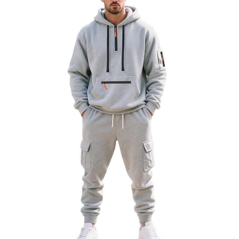 Herren Zweiteiliger Performance-Jogginganzug mit Kapuzen-Hoodie, wasserabweisenden Reißverschlüssen und Cargo-Jogger Shop Nory