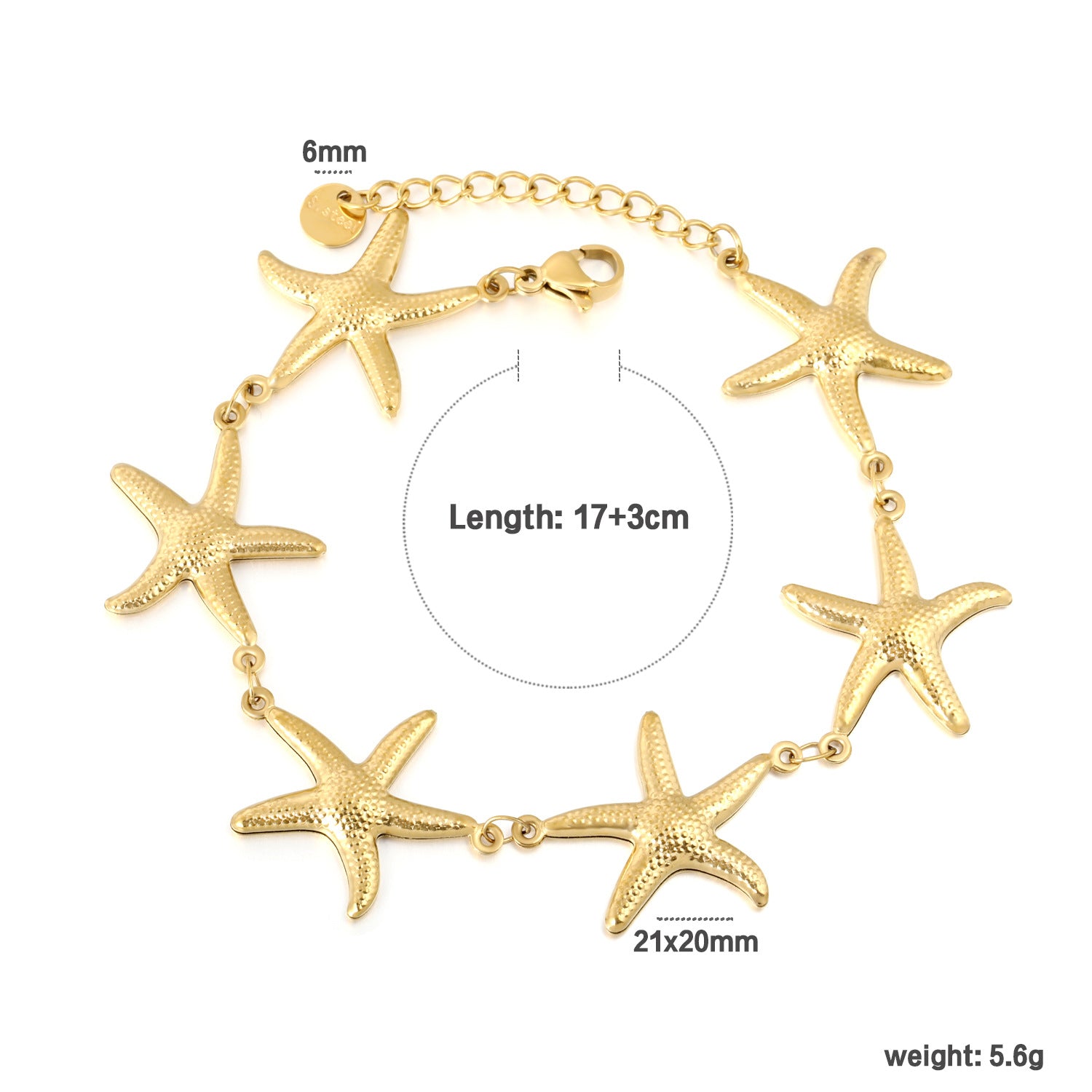 Damen Armband mit maritimen Seestern-Anhängern und eleganter Goldplattierung Shop Nory