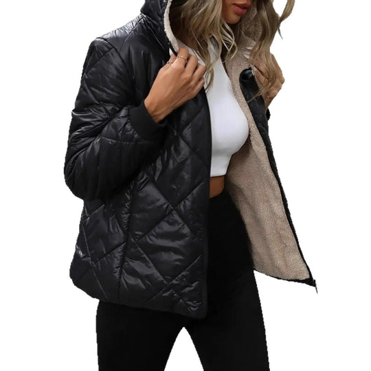 Damen Steppjacke mit Teddyfell-Innenfutter und Kapuze Shop Nory
