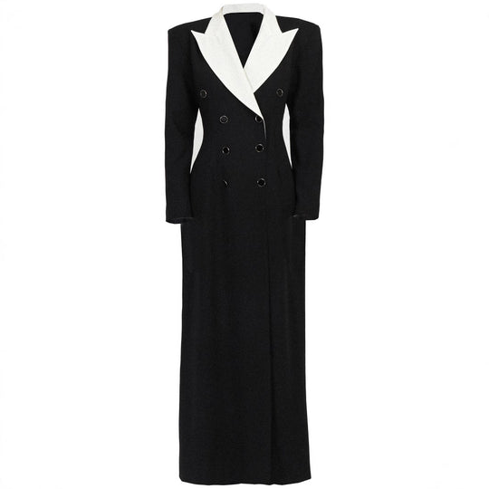 Damen Doppelreihiges Longblazer-Kleid mit taillierter Silhouette und Kontrastrevers Shop Nory