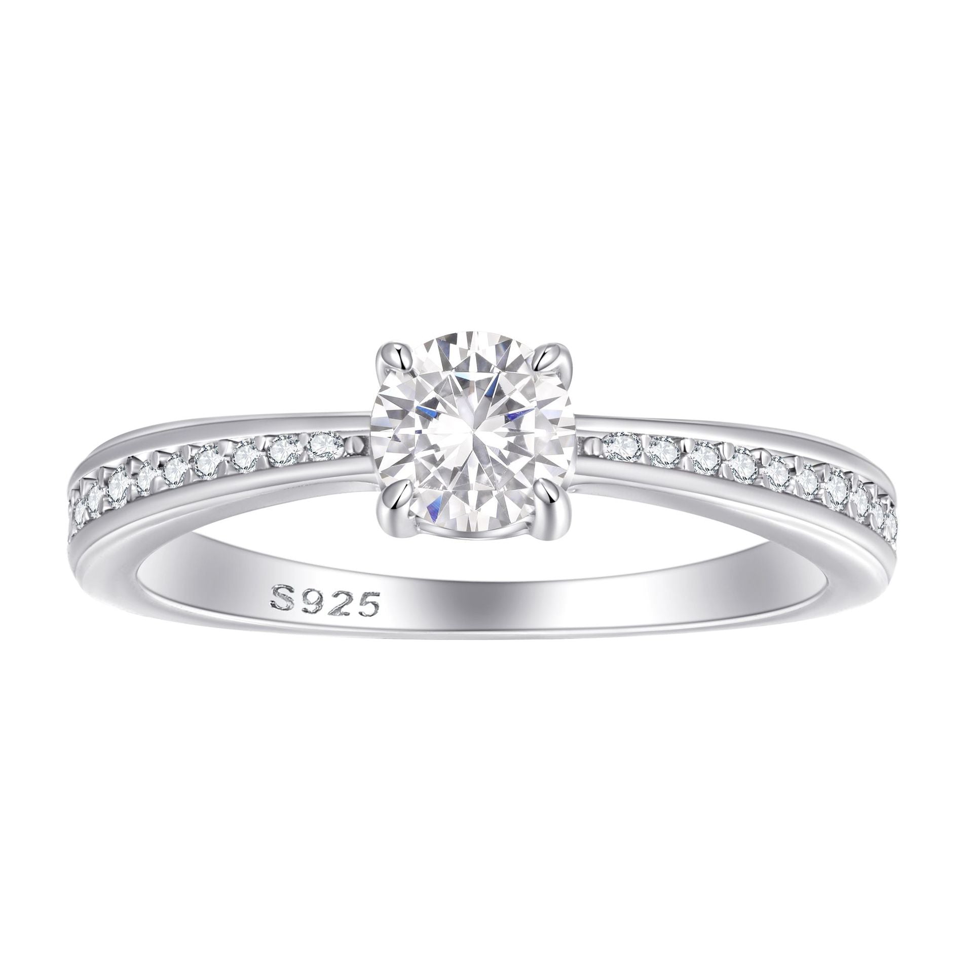 Damen Verlobungsring mit ovalem Hauptstein und filigraner Zirkonia-Verzierung Shop Nory
