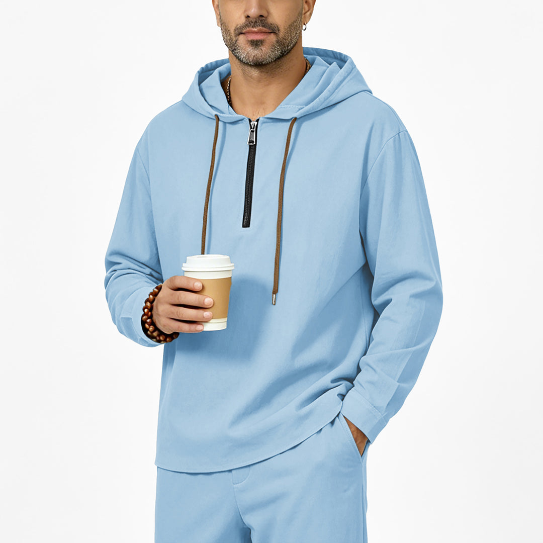 Herren Kapuzenpullover mit Halbzip, Tunnelzug und gerundetem Saum Shop Nory