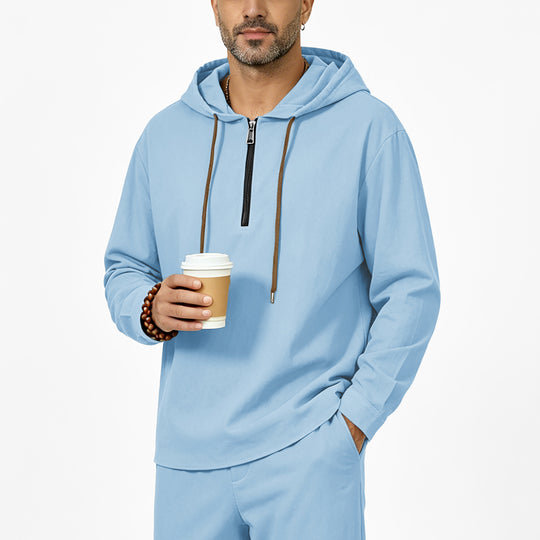 Herren Kapuzenpullover mit Halbzip, Tunnelzug und gerundetem Saum Shop Nory