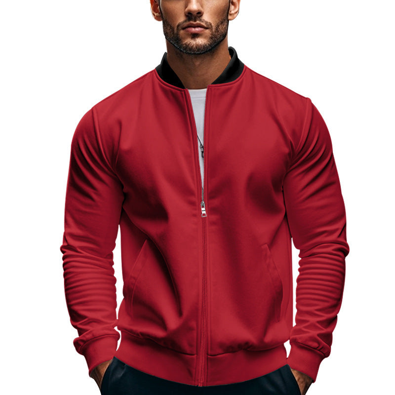 Herren elegante Bomberjacke mit stehendem Kragen und Reißverschluss