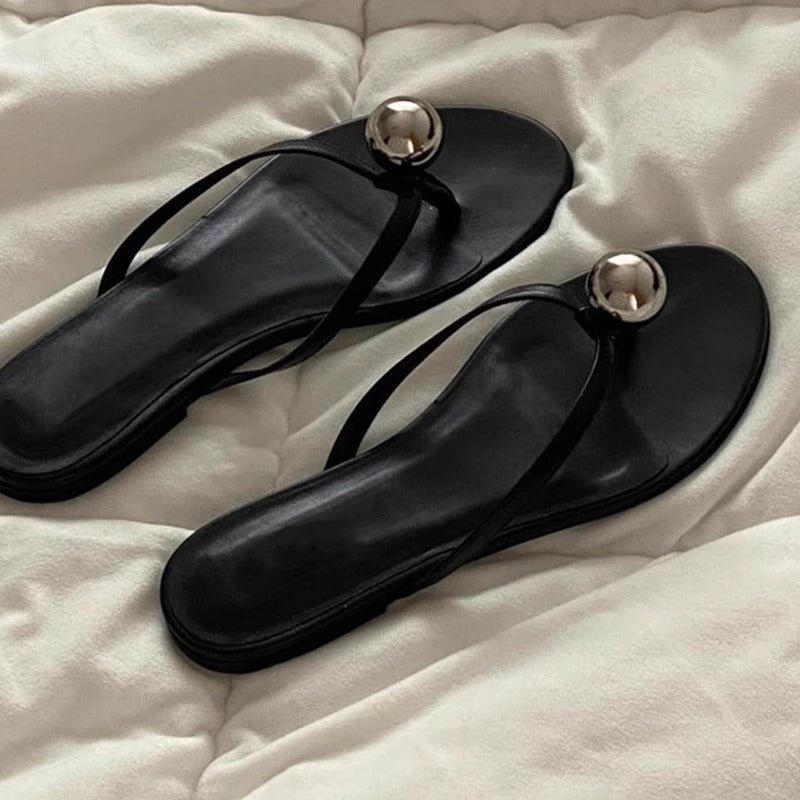 Damen Zehentrenner-Sandalen mit elegantem Goldakzent und weichem Fußbett