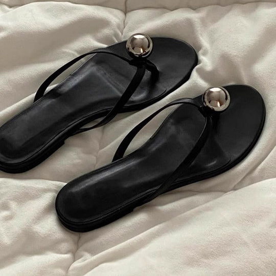 Damen Zehentrenner-Sandalen mit elegantem Goldakzent und weichem Fußbett
