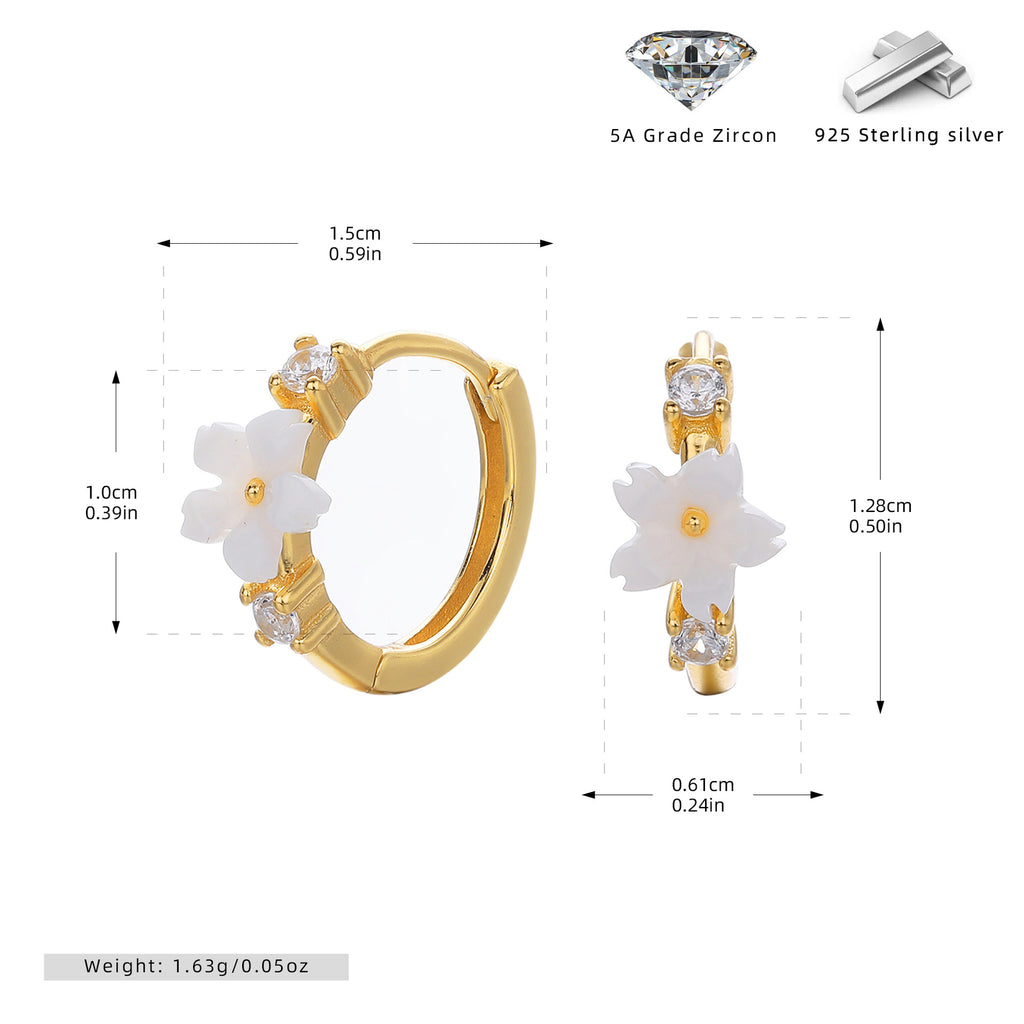 Damen Ohrhänger mit blütenförmigem Design und funkelnden Zirkon-Akzenten Shop Nory