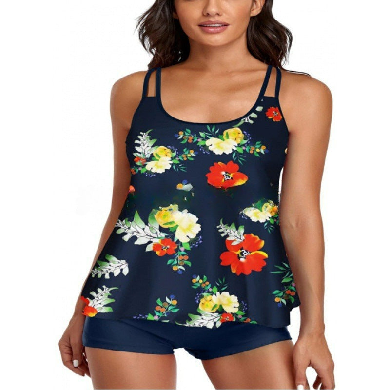 Damen Sportliches Tankini-Set mit bequemem Shorts und verstellbaren Trägern Shopnory